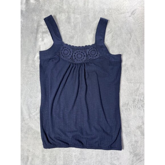 Maurices Navy Sleeveless Tank Top With Crochet Detail At Neckline Size S - Picture 8 of 13